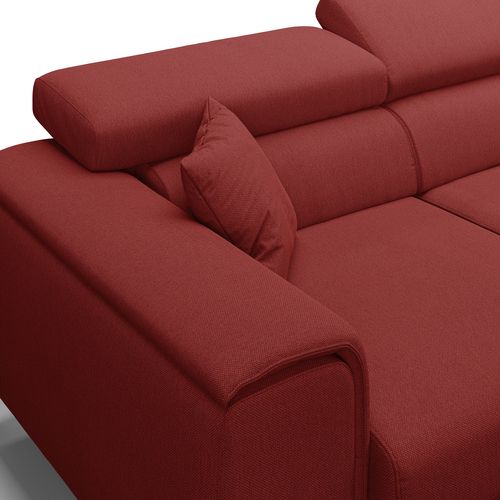 Fusion Canapé Avec 3 Assises Coulissantes En Tissu Doux Antitache T05 260 Cm Rouge
