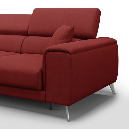 Fusion Canapé Avec 3 Assises Coulissantes En Tissu Doux Antitache T05 260 Cm Rouge