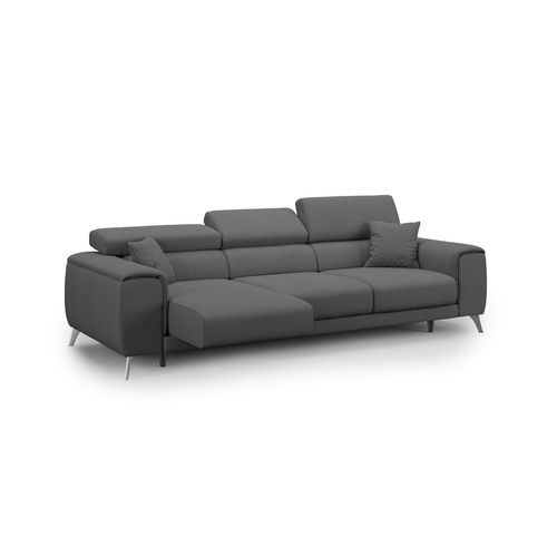 Fusion Canapé Avec 3 Assises Coulissantes En Tissu Doux Antitache T05 260 Cm Anthracite