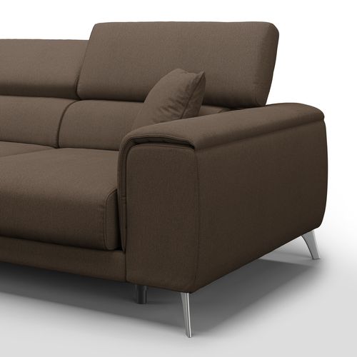 Fusion Canapé Avec 3 Assises Coulissantes En Tissu Doux Antitache T05 260 Cm Brun