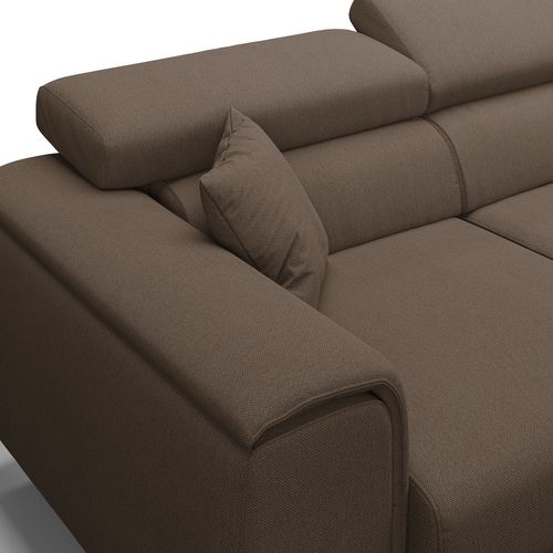 Fusion Canapé Avec 3 Assises Coulissantes En Tissu Doux Antitache T05 260 Cm Brun