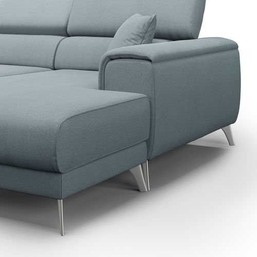 Fusion Canapé D'angle Avec Assises Amovibles En Tissu Doux Antitache T05 260 Cm Droit Bleu Pastel