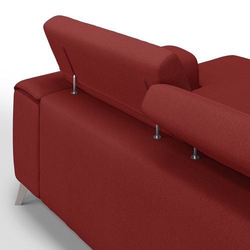 Fusion Canapé D'angle Avec Assises Amovibles En Tissu Doux Antitache T05 260 Cm Droit Rouge