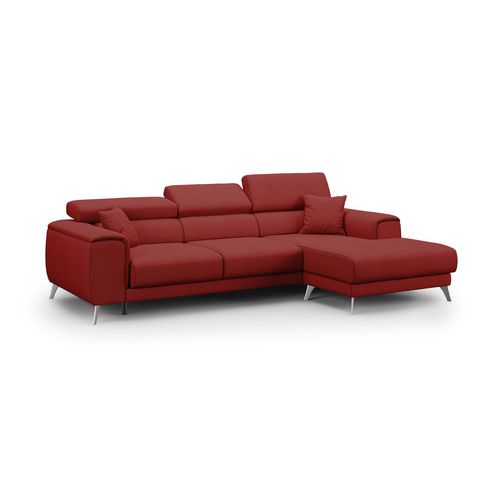 Fusion Canapé D'angle Avec Assises Amovibles En Tissu Doux Antitache T05 260 Cm Droit Rouge