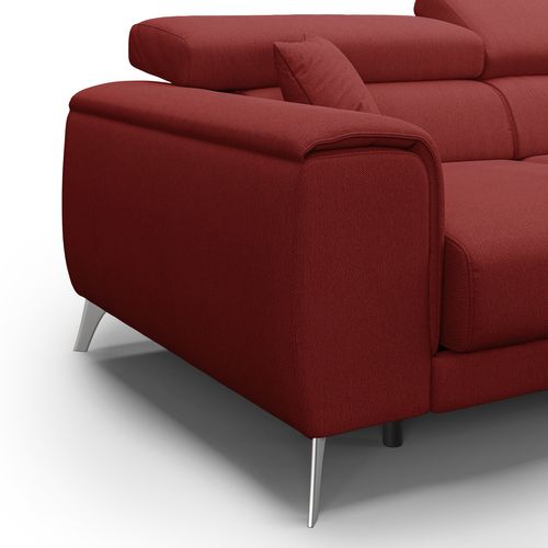 Fusion Canapé D'angle Avec Assises Amovibles En Tissu Doux Antitache T05 260 Cm Droit Rouge