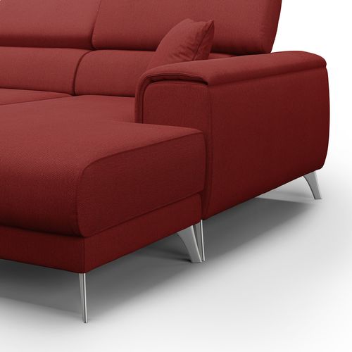 Fusion Canapé D'angle Avec Assises Amovibles En Tissu Doux Antitache T05 260 Cm Droit Rouge