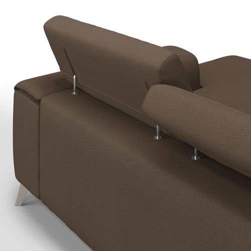 Fusion Canapé D'angle Avec Assises Amovibles En Tissu Doux Antitache T05 260 Cm Droit Brun