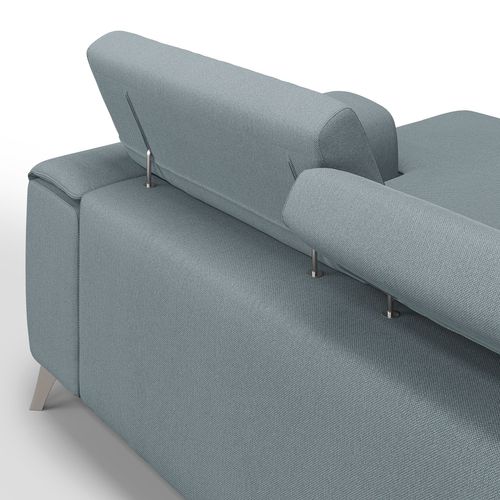 Fusion Canapé D'angle Avec Assises Amovibles En Tissu Doux Antitache T05 260 Cm Gauche Bleu Pastel