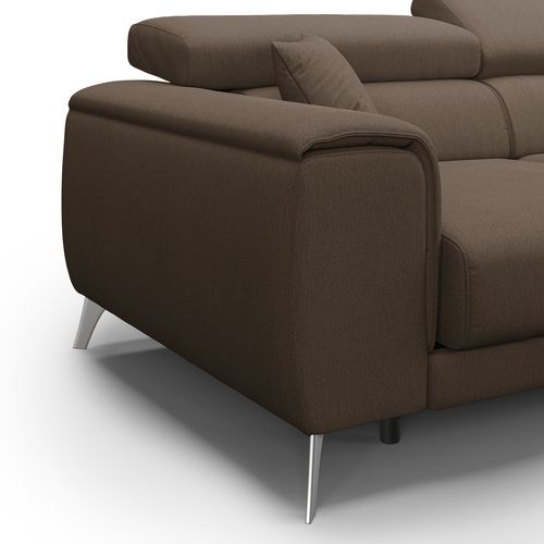 Fusion Canapé D'angle Avec Assises Amovibles En Tissu Doux Antitache T05 260 Cm Gauche Brun