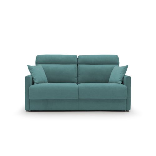 Margot Canapé Lit Convertible En Tissu Doux Imperméable T02 176 Cm (mat. 140x197) Bleu Canard