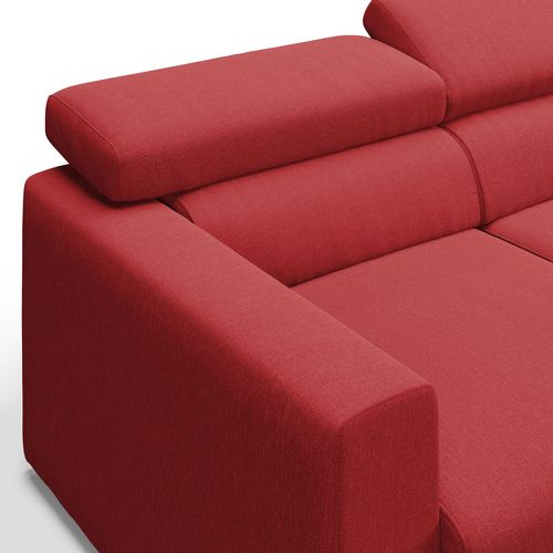 Dylan Canapé Avec Pouf Amovible à 3 Assises En Tissu Effet Coton Imperméable T13 240 Cm Rouge