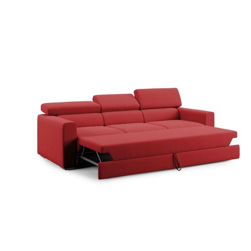 Dylan Canapé Avec Pouf Amovible à 3 Assises En Tissu Effet Coton Imperméable T13 240 Cm Rouge