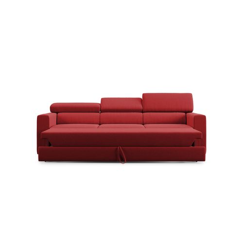 Dylan Canapé Avec Pouf Amovible à 3 Assises En Tissu Effet Coton Imperméable T13 240 Cm Rouge