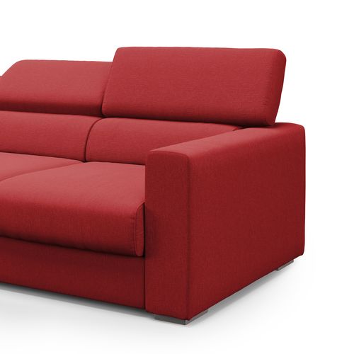 Dylan Canapé Avec Pouf Amovible à 3 Assises En Tissu Effet Coton Imperméable T13 240 Cm Rouge