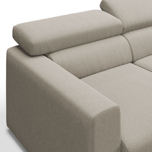 Dylan Canapé Avec Pouf Amovible à 3 Assises En Tissu Effet Coton Imperméable T13 240 Cm Creme