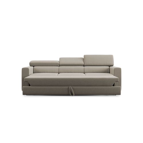 Dylan Canapé Avec Pouf Amovible à 3 Assises En Tissu Effet Coton Imperméable T13 240 Cm Creme