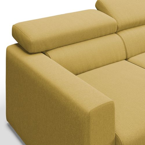Dylan Canapé Avec Pouf Amovible à 3 Assises En Tissu Effet Coton Imperméable T13 240 Cm Jaune