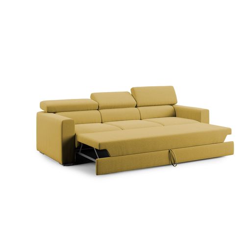 Dylan Canapé Avec Pouf Amovible à 3 Assises En Tissu Effet Coton Imperméable T13 240 Cm Jaune