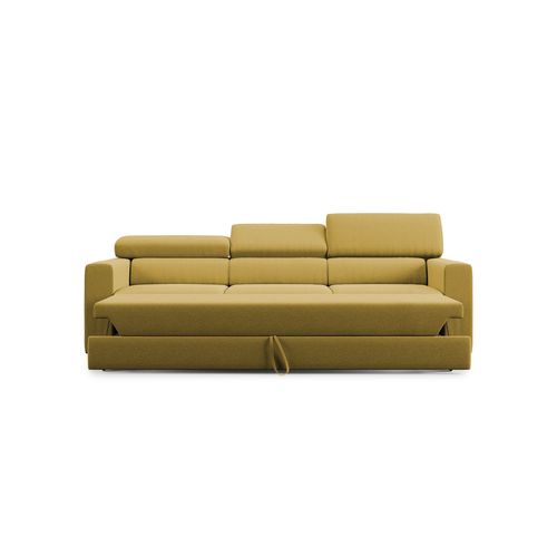 Dylan Canapé Avec Pouf Amovible à 3 Assises En Tissu Effet Coton Imperméable T13 240 Cm Jaune