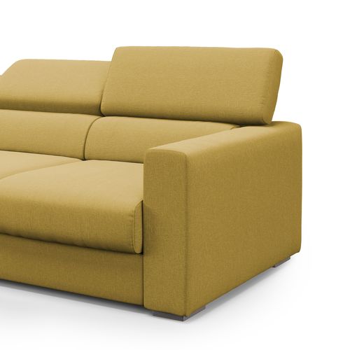 Dylan Canapé Avec Pouf Amovible à 3 Assises En Tissu Effet Coton Imperméable T13 240 Cm Jaune