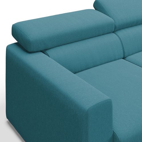 Dylan Canapé Avec Pouf Amovible à 3 Assises En Tissu Effet Coton Imperméable T13 240 Cm Bleu Ciel