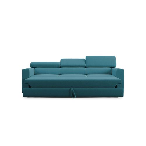 Dylan Canapé Avec Pouf Amovible à 3 Assises En Tissu Effet Coton Imperméable T13 240 Cm Bleu Ciel