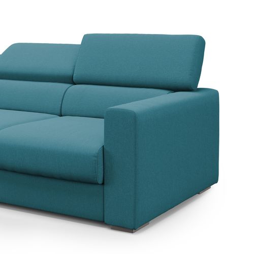 Dylan Canapé Avec Pouf Amovible à 3 Assises En Tissu Effet Coton Imperméable T13 240 Cm Bleu Ciel