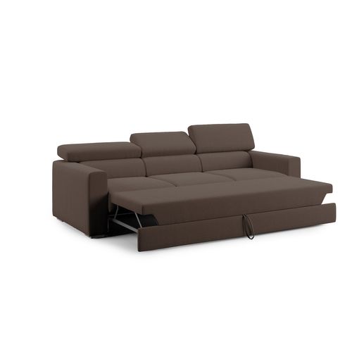 Dylan Canapé Avec Pouf Amovible à 3 Assises En Tissu Effet Coton Imperméable T13 240 Cm Brun