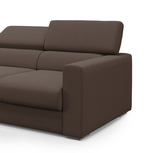 Dylan Canapé Avec Pouf Amovible à 3 Assises En Tissu Effet Coton Imperméable T13 240 Cm Brun