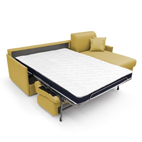 Evans Canapé D'angle Convertible En Tissu Imperméable T13 232 Cm Droit (mat. 120x197) Jaune