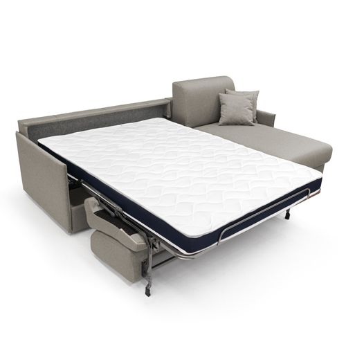 Evans Canapé D'angle Convertible En Tissu Imperméable T13 232 Cm Droit (mat. 120x197) Taupe