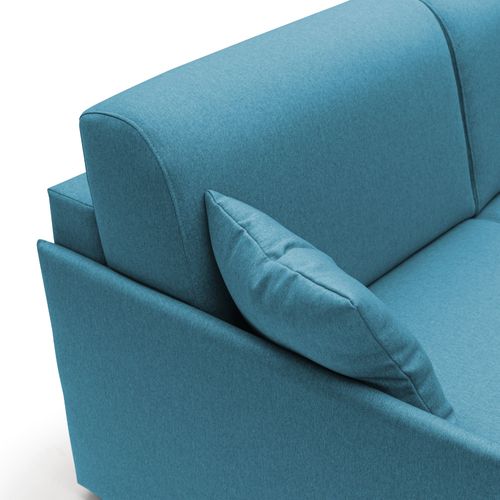 Evans Canapé D'angle Convertible En Tissu Imperméable T13 232 Cm Droit (mat. 120x197) Bleu Ciel