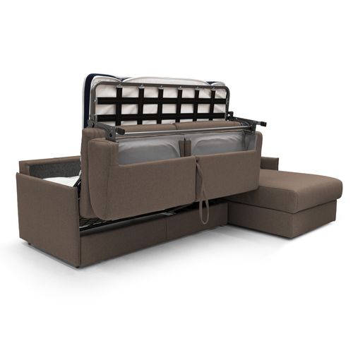 Evans Canapé D'angle Convertible En Tissu Imperméable T13 232 Cm Droit (mat. 120x197) Brun