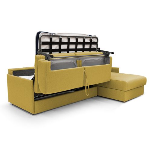 Evans Canapé D'angle Convertible En Tissu Imperméable T13 232 Cm Gauche (mat. 120x197) Jaune