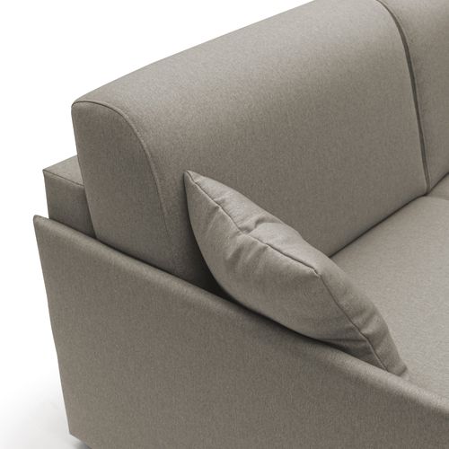 Evans Canapé D'angle Convertible En Tissu Imperméable T13 252 Cm Droit (mat. 140x197) Taupe