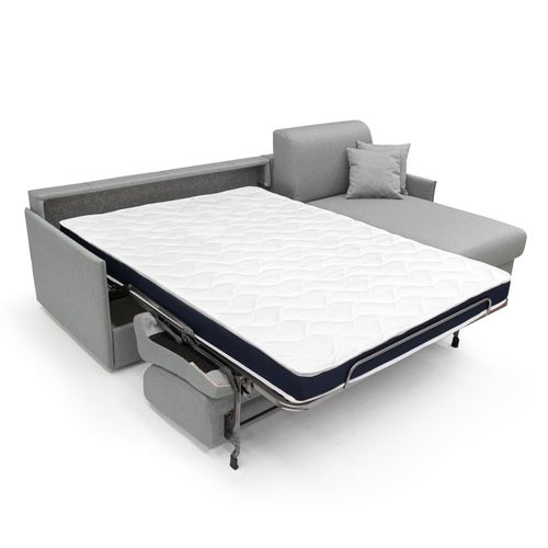 Evans Canapé D'angle Convertible En Tissu Imperméable T13 272 Cm Droit (mat. 160x197)  Gris