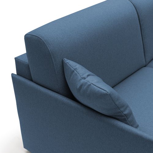 Evans Canapé D'angle Convertible En Tissu Imperméable T13 272 Cm Droit (mat. 160x197) Bleu