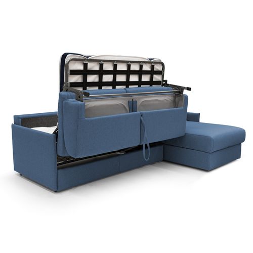 Evans Canapé D'angle Convertible En Tissu Imperméable T13 272 Cm Droit (mat. 160x197) Bleu