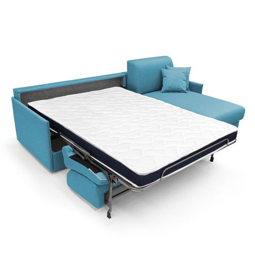 Evans Canapé D'angle Convertible En Tissu Imperméable T13 272 Cm Gauche (mat. 160x197) Bleu Ciel