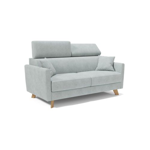 Francy Canapé Convertible Avec Têtières Réglables En Tissu T17 160 Cm (mat. 120x197) Vert Clair