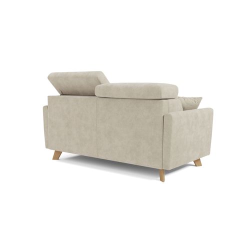 Francy Canapé Convertible Avec Têtières Réglables En Tissu T17 160 Cm (mat. 120x197) Creme