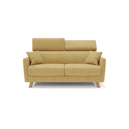 Francy Canapé Convertible Avec Têtières Réglables En Tissu T17 160 Cm (mat. 120x197) Jaune