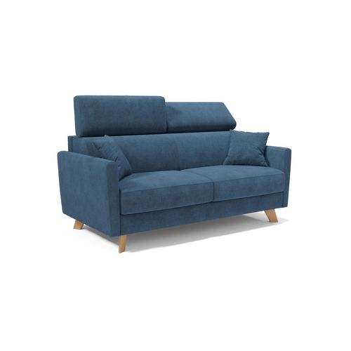 Francy Canapé Convertible Avec Têtières Réglables En Tissu T17 160 Cm (mat. 120x197) Bleu