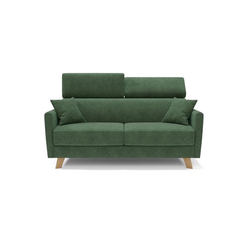 Francy Canapé Convertible Avec Têtières Réglables En Tissu T17 160 Cm (mat. 120x197) Vert