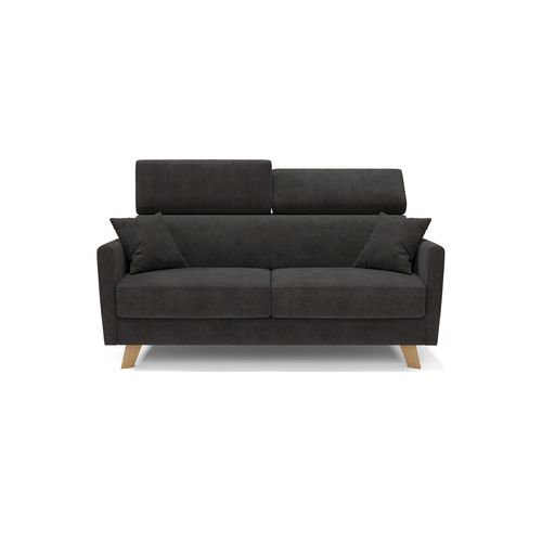 Francy Canapé Convertible Avec Têtières Réglables En Tissu T17 160 Cm (mat. 120x197) Noir