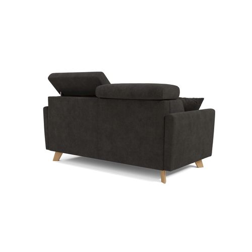 Francy Canapé Convertible Avec Têtières Réglables En Tissu T17 160 Cm (mat. 120x197) Noir