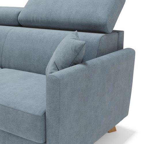 Francy Canapé Convertible Avec Têtières Réglables En Tissu T17 180 Cm (mat. 140x197) Bleu Pastel
