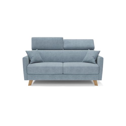 Francy Canapé Convertible Avec Têtières Réglables En Tissu T17 180 Cm (mat. 140x197) Bleu Pastel