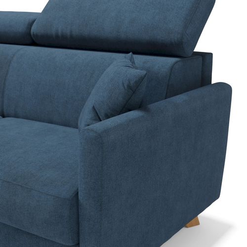 Francy Canapé Convertible Avec Têtières Réglables En Tissu T17 180 Cm (mat. 140x197) Bleu
