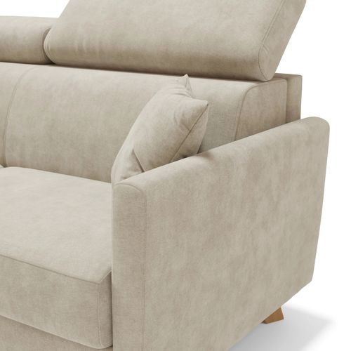 Francy Canapé Convertible Avec Têtières Réglables En Tissu T17 200 Cm (mat. 160x197) Blanc